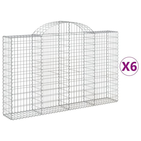 vidaXL Paniers à gabions arqués 6 pcs 200x30x120/140 cm Fer galvanisé