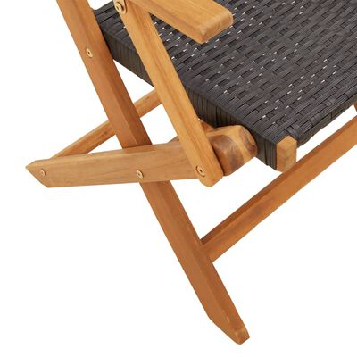 vidaXL Ensemble de bistro 3 pcs noir résine tressée et bois massif