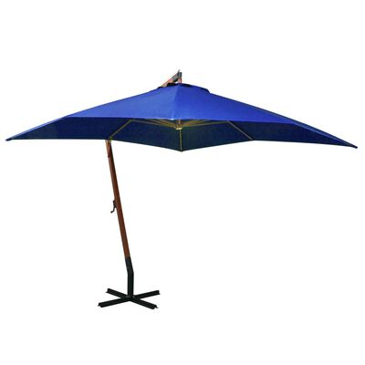 vidaXL Parasol de jardin suspendu avec mât bleu azuré bois de sapin