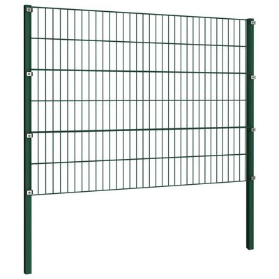vidaXL Panneau de clôture avec poteaux Fer 13,6 x 1,2 m Vert