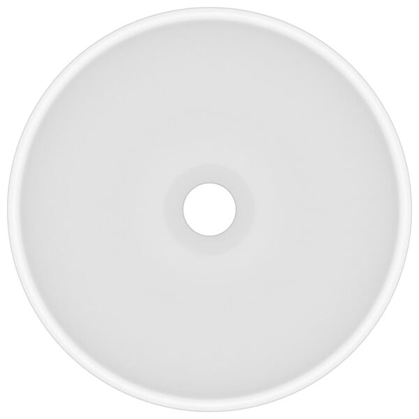 vidaXL Lavabo rond de salle de bain Blanc mat 32,5x14 cm C&eacute;ramique