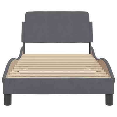 vidaXL Cadre de lit sans matelas gris foncé 90x200 cm velours