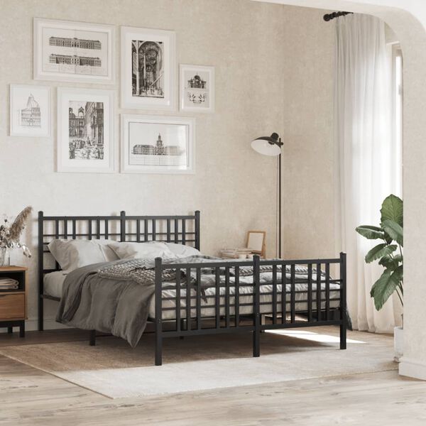 vidaXL Cadre de lit m&eacute;tal sans matelas avec pied de lit noir 120x200cm