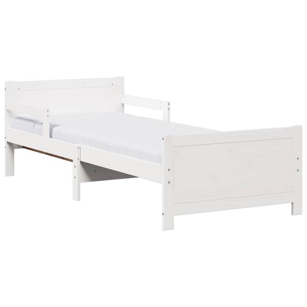 vidaXL Cadre de lit avec matelas Blanc 80 x 200 cm Bois de pin massif