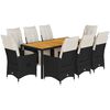 vidaXL Ensemble &agrave; manger de jardin 9pcs coussins noir r&eacute;sine tress&eacute;e