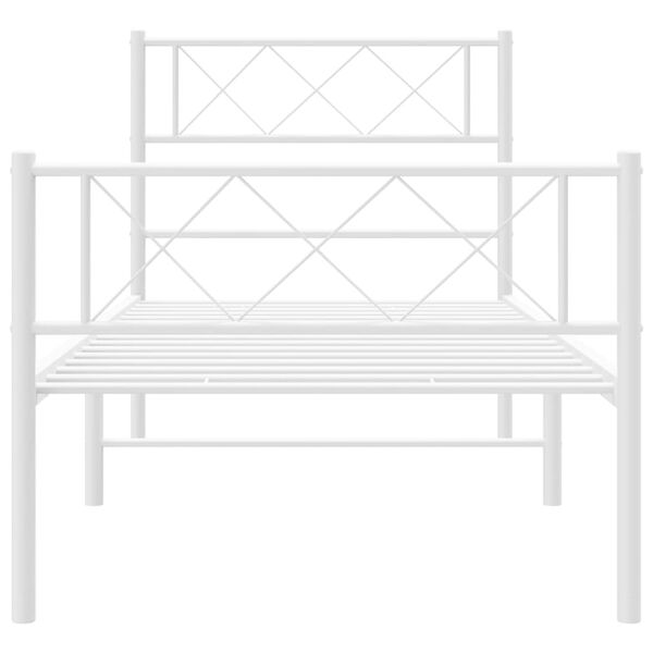 vidaXL Cadre de lit m&eacute;tal sans matelas avec pied de lit blanc 90x200cm
