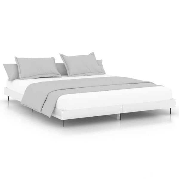 vidaXL Cadre de lit sans matelas blanc brillant 150x200 cm