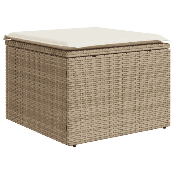 vidaXL Salon de jardin 11 pcs avec coussins beige r&eacute;sine tress&eacute;e