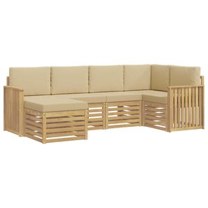 vidaXL Ensemble de canap&eacute;s d'ext&eacute;rieur 6 pc Blanc et Beige Polyester