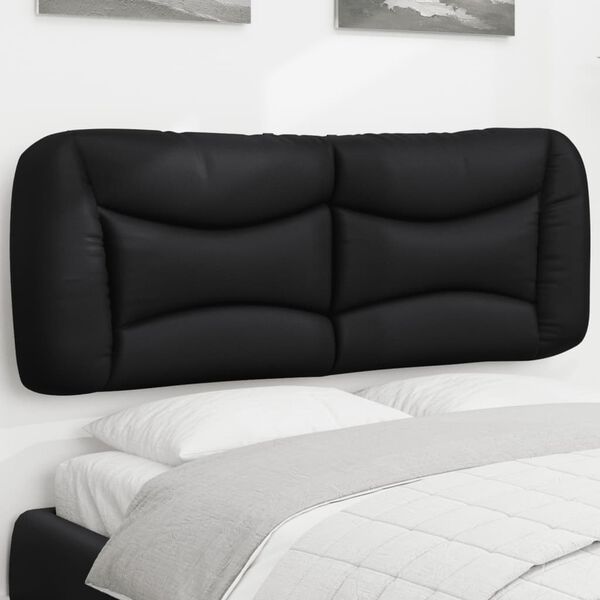 vidaXL Coussin de t&ecirc;te de lit Hvar noir 140 cm similicuir