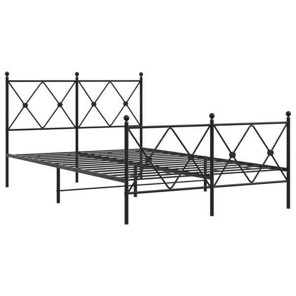 vidaXL Cadre de lit métal sans matelas avec pied de lit noir 120x190cm
