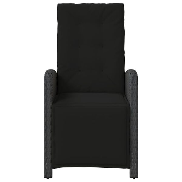 vidaXL Chaise inclinable de jardin et repose-pied noir résine tressée
