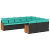 vidaXL Salon de jardin 10 pcs avec coussins noir r&eacute;sine tress&eacute;e