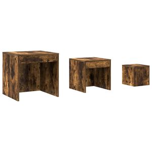 vidaXL Tables gigognes 3 pcs Ch&ecirc;ne fum&eacute; Bois d'ing&eacute;nierie