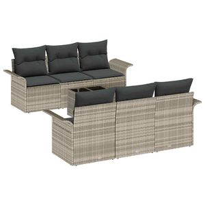 vidaXL Ensemble de canap&eacute; de jardin 7 pc Gris clair polyrotin