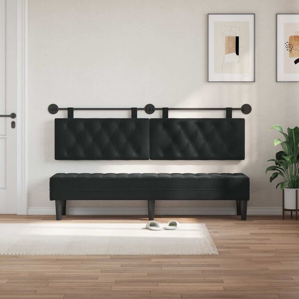 vidaXL T&ecirc;te de lit suspendue Noir 190 x 55 x 7 cm Velours