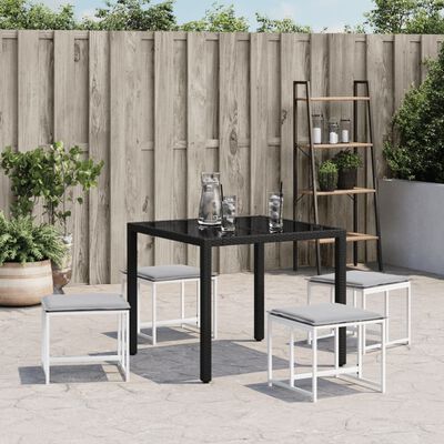 vidaXL Tabourets de jardin avec coussins 4pcs blanc acier et textilène