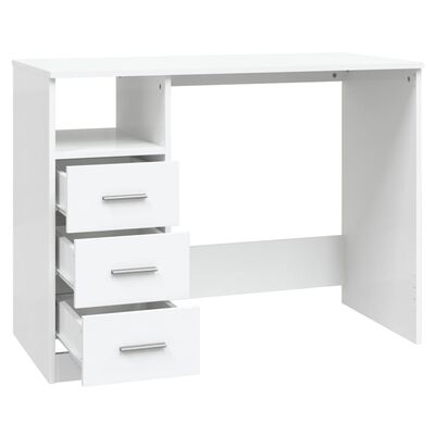 vidaXL Bureau avec tiroirs Blanc 102x50x76 cm Bois d'ingénierie
