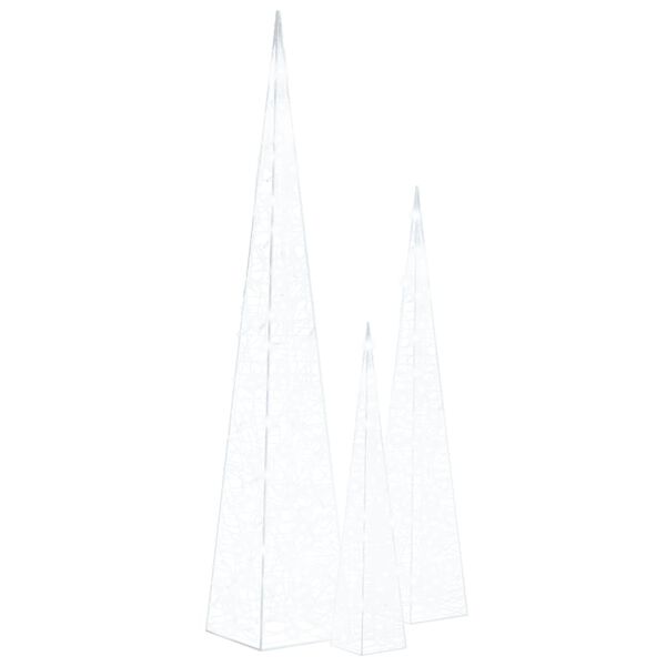 vidaXL Jeu de cônes lumineux à LED Acrylique Blanc froid 60/90/120 cm