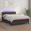 vidaXL Sommier &agrave; lattes de lit avec matelas et LED Marron 140x200cm