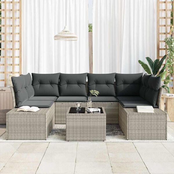 vidaXL Ensemble de canap&eacute; de jardin 8 pcs Gris clair et gris fonc&eacute;