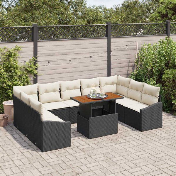 vidaXL Ensemble de canap&eacute; de jardin 10 pcs Noir Poly rotin