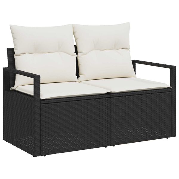 vidaXL Ensemble de canap&eacute; de jardin avec coussin 6 pcs Noir et cr&egrave;me
