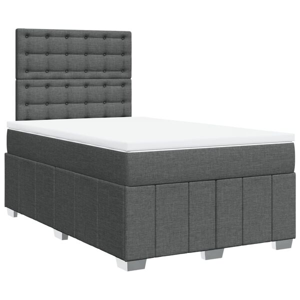 vidaXL Sommier &agrave; lattes de lit avec matelas Gris fonc&eacute; 120x200cm Tissu