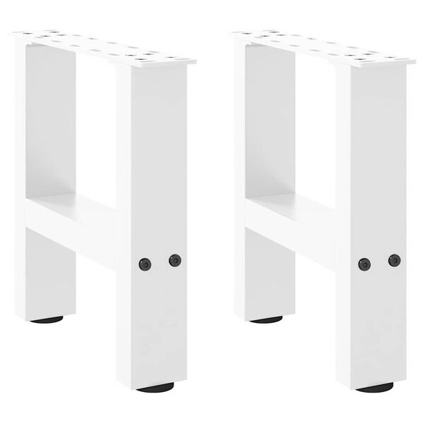 vidaXL Pieds de table basse Blanc 2 pi&egrave;ces 40 x (30-31) cm Acier