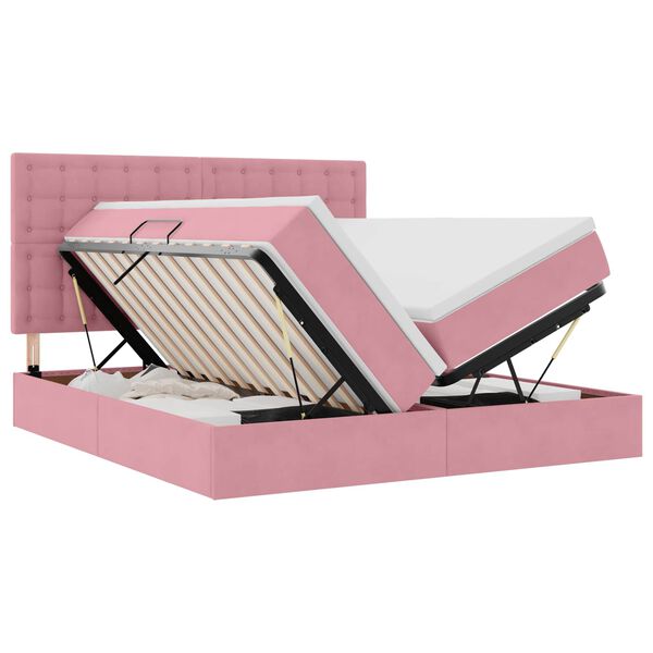 vidaXL Lit de Rangement avec matelas Rose 180 x 200 cm Velours