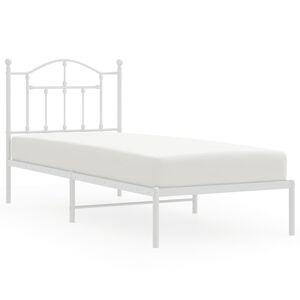 vidaXL Cadre de lit m&eacute;tal sans matelas avec t&ecirc;te de lit blanc 90x190cm