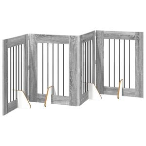 vidaXL Porte de chien pliable avec supports 4 pcs Sonoma gris 241 cm