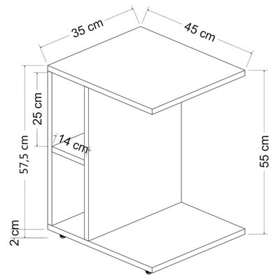 Homemania Table basse Ceylin 45x35x57,5 cm Noyer