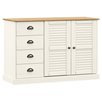 vidaXL Buffet avec tiroirs VIGO 113x40x75 cm blanc bois massif de pin