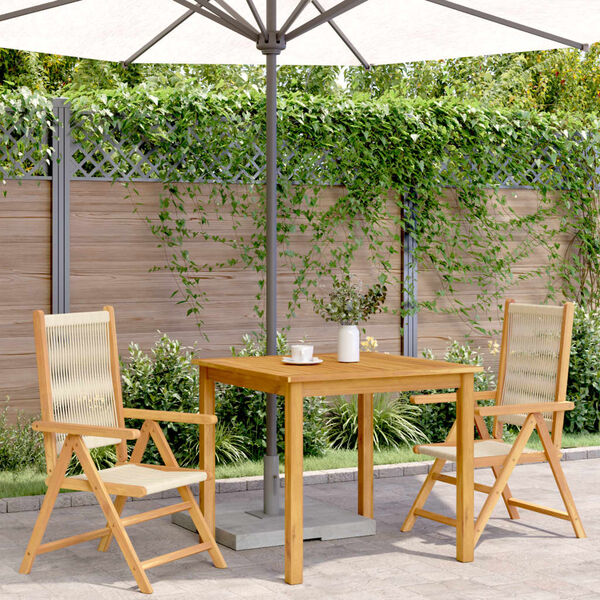 vidaXL Chaises de jardin lot de 2 beige bois d'acacia et polypropylène