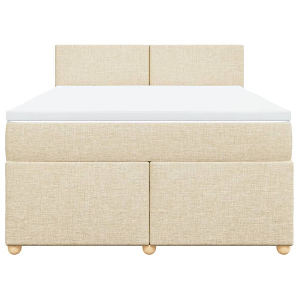 vidaXL Sommier &agrave; lattes de lit avec matelas Cr&egrave;me 140x200 cm Tissu