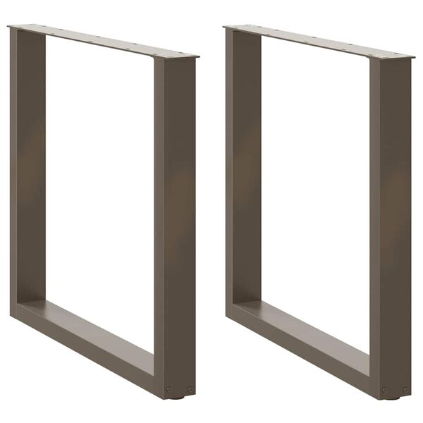 vidaXL Pieds de table &agrave; manger en U 2 pi&egrave;ces Acier naturel 80 x (72-73) cm Acier