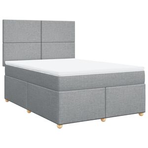 vidaXL Sommier &agrave; lattes de lit avec matelas Gris clair 140x190cm Tissu