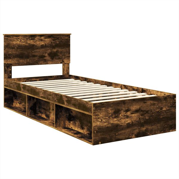 vidaXL Cadre de lit Ch&ecirc;ne fum&eacute; 90 x 190 cm Bois d'ing&eacute;nierie