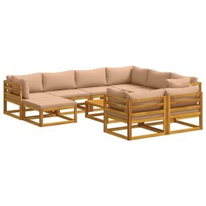 vidaXL Ensemble de Canap&eacute;s 10 pc Naturel Bois d'Acacia Massif