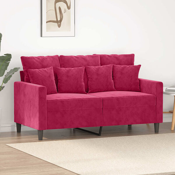 vidaXL Canap&eacute; &agrave; 2 places Rouge bordeaux 120 cm Velours