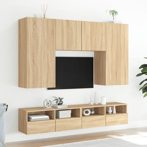 vidaXL Meuble TV mural chêne sonoma 80x30x30 cm bois d'ingénierie