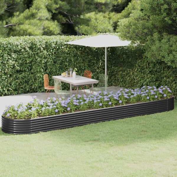 vidaXL Lit sur&eacute;lev&eacute; de jardin Acier galvanis&eacute; Anthracite
