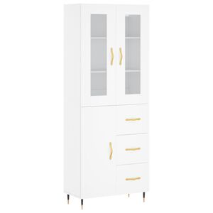 vidaXL Buffet haut Blanc 69,5x34x180 cm Bois d'ing&eacute;nierie