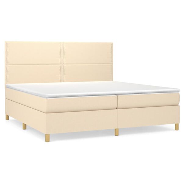 vidaXL Sommier &agrave; lattes de lit avec matelas Cr&egrave;me 200x200 cm Tissu