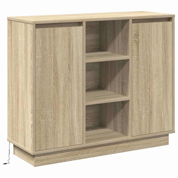 vidaXL Buffet LED Chêne Sonoma 90 x 32 x 75 cm Bois d'ingénierie