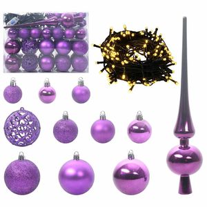 vidaXL Ensemble de Boules de No&euml;l avec 150 LED 61 pcs Lilas Plastique