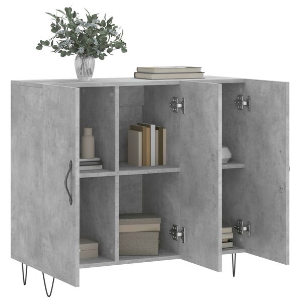 vidaXL Buffet gris b&eacute;ton 90x34x80 cm bois d'ing&eacute;nierie
