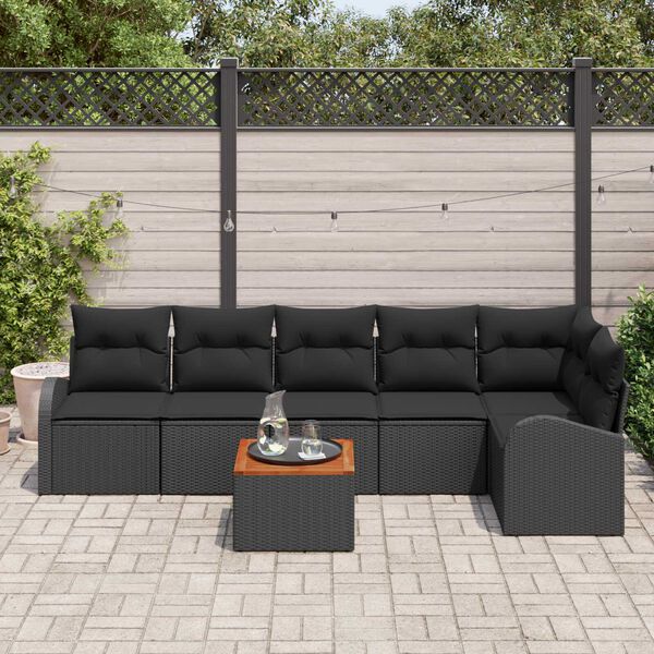 vidaXL Ensemble de canap&eacute; de jardin avec stockage 7 pcs Noir polyrotin