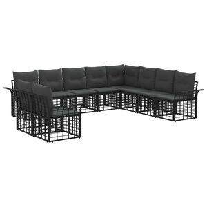 vidaXL Ensemble de canap&eacute;s d'ext&eacute;rieur 10 pc Noir et Gris fonc&eacute;